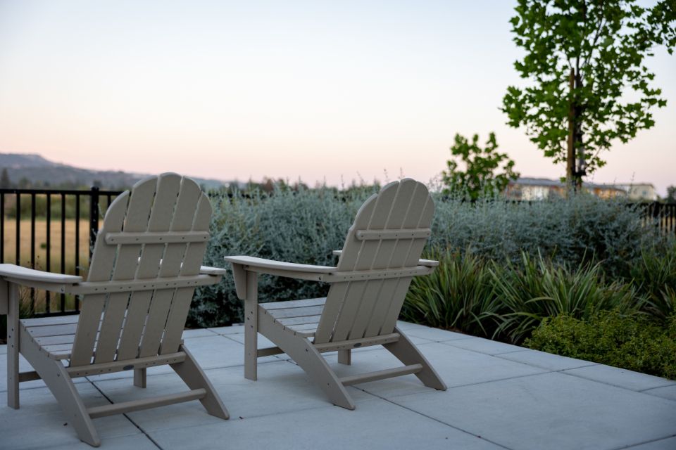 A private terrace with outdoor seating and a view